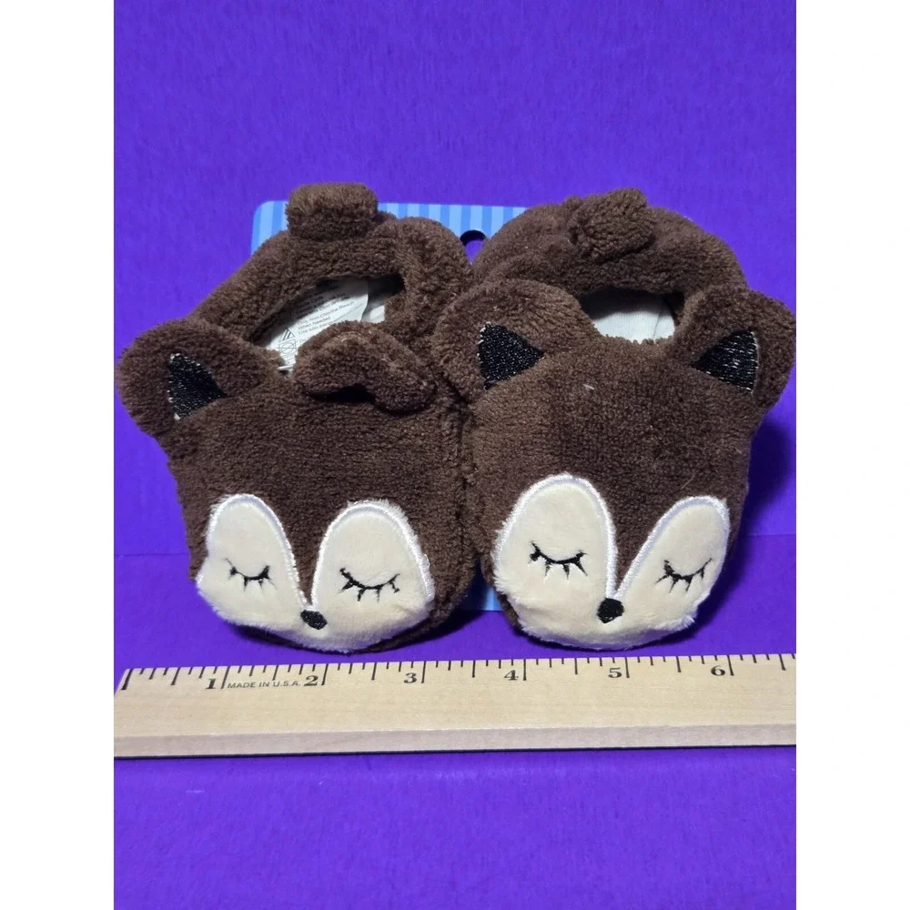 NEW‎ Bebeta Baby Slippers Booties Infant 0-6 Months Brown Bear Cub Fleece SOFT